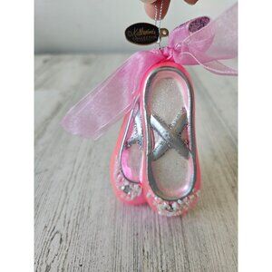 Katherine collection ballerina slipper shoe glass ornament glitter pink Xmas tre
